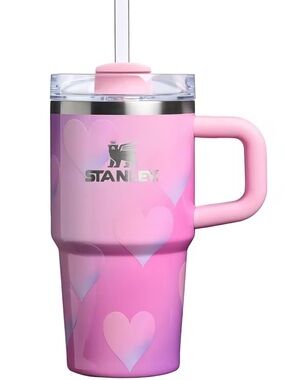 Stanley 20 Oz Gradient Pink Heart Handle Tumbler with Clear Lid